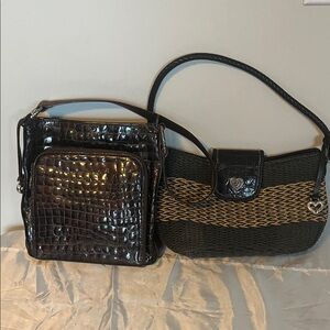 2 Brighton handbags Elegant Black and Tan Women's Handbag Set